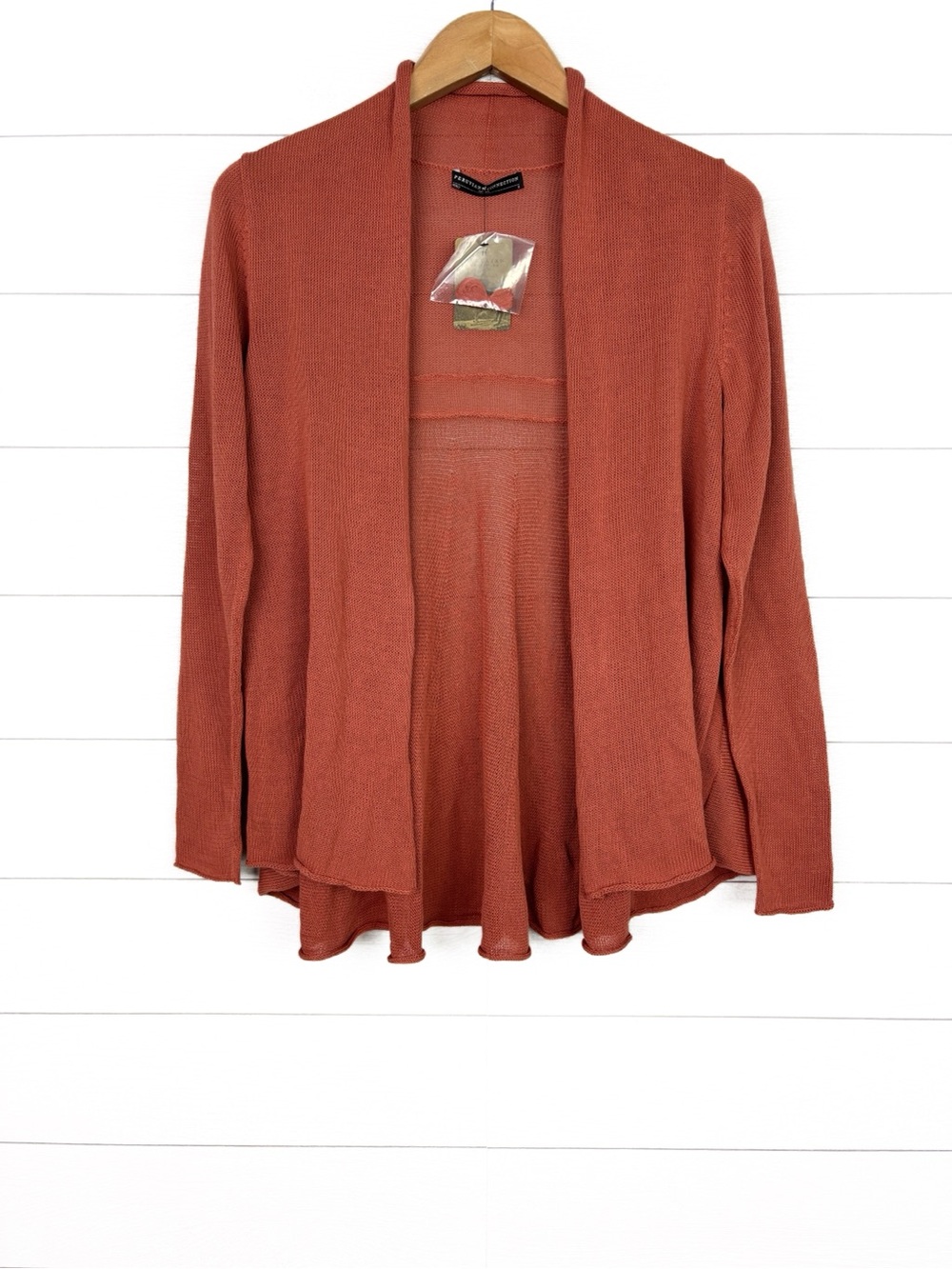 NWT Peruvian Connection Copper Zephyr Cardigan Pima Cotton Coral Open Small New